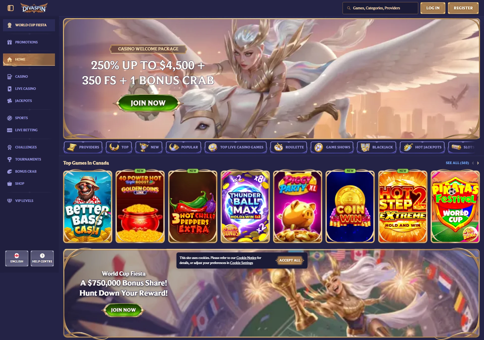 Divaspin Casino page d'accueil officielle